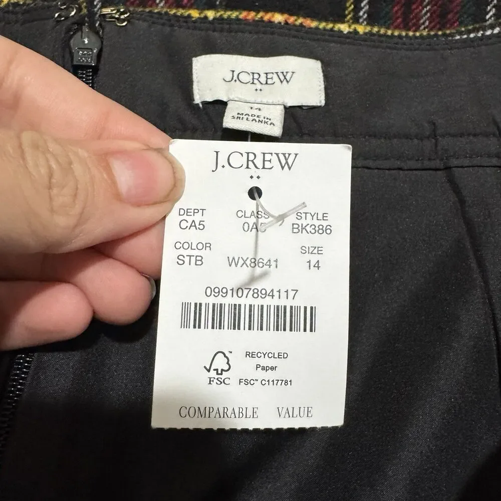 NEW J Crew Factory 14 Mini Skirt Plaid Wool Blend A Line A-Line Holiday